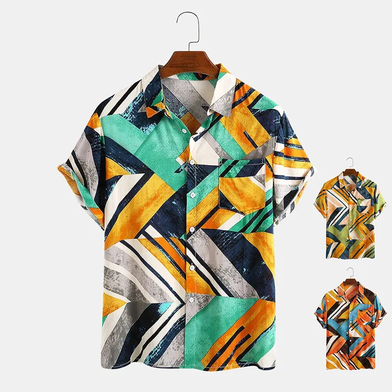 2020 New Summer Geometric Color Block Contrast Beach Casual Men Shirt Short-sleeve Blouses Top
2020 New Summer Geometric Color Block Contrast Beach Casual Men Shirt Short-sleeve Blouses Top