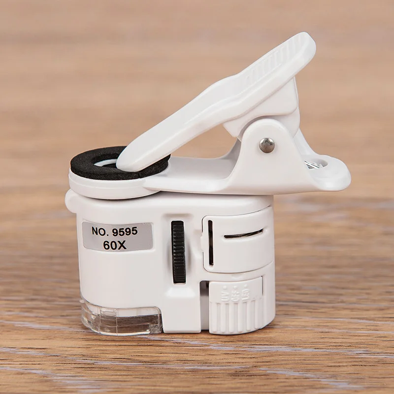 60x Universal Clip Microscope Adjusted Pocket Microscope Led Jewelry Magnifying Glass Focusing With Cell Phone Clip
60x Universal Clip Microscope Adjusted Pocket Microscope Led Jewelry Magnifying Glass Focusing With Cell Phone Clip
