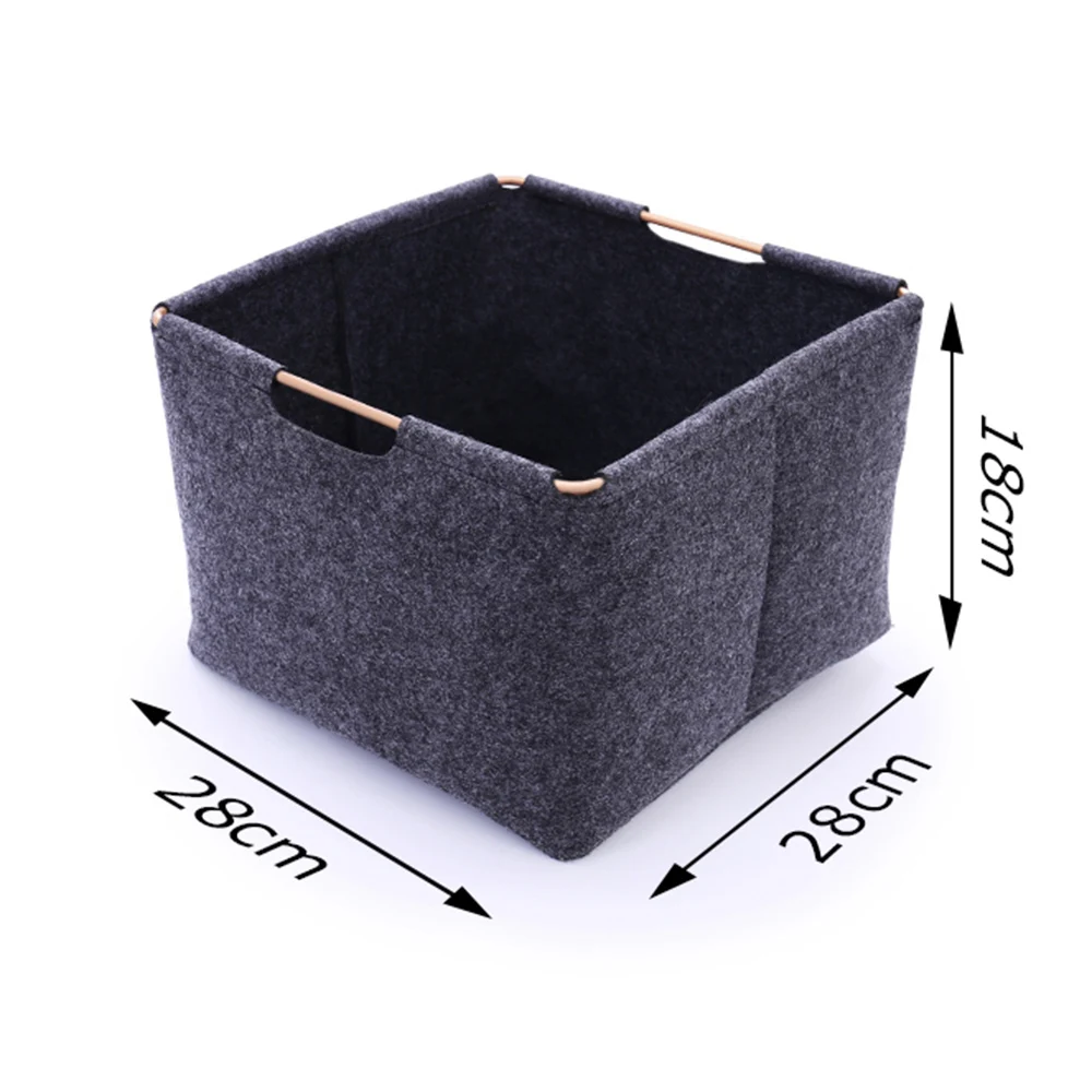 

Simple Felt Storage Basket with Metal Handle Home Toys Book Sundries Organizer Box Clothes Towel Sorting Box Laundry Basket