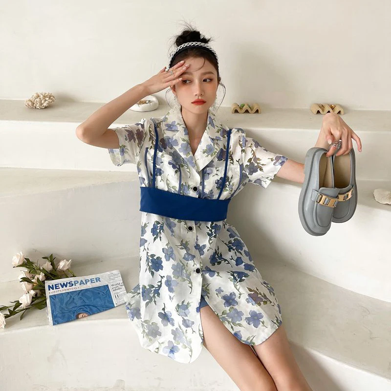 XIZIHUPAN Elegant Two Piece Set For Women Notched Loose Waist Short Sleeve Print Mini Dress Blue Tank Top Casual Sets Female New
XIZIHUPAN Elegant Two Piece Set For Women Notched Loose Waist Short Sleeve Print Mini Dress Blue Tank Top Casual Sets Female New