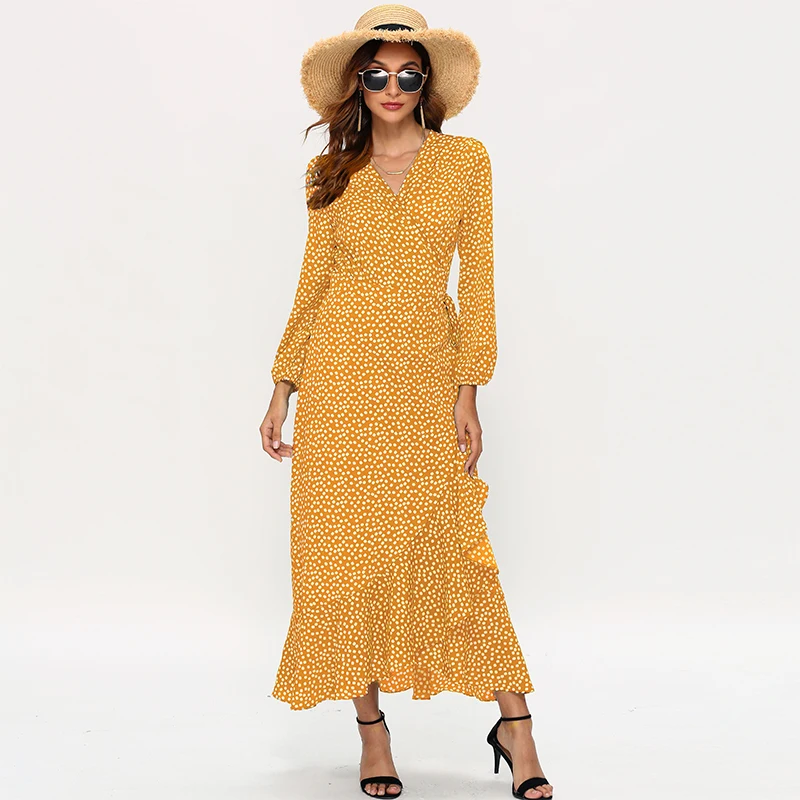 Wave Point Dress Women Sexy V Neck Cross Belt Split Dots Print Vintage Beach Boho Dresses Autumn Ruffle Plus Size Vestidos
Wave Point Dress Women Sexy V Neck Cross Belt Split Dots Print Vintage Beach Boho Dresses Autumn Ruffle Plus Size Vestidos