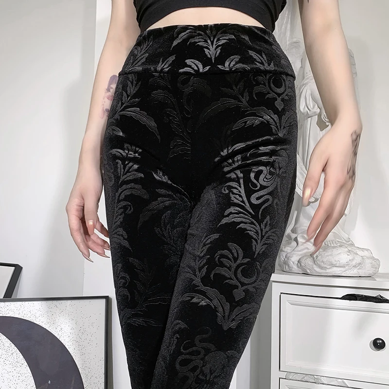 Goth Dark Vintage Floral Scratched Gothic Pants Velvet High Waist Skinny Flare Trousers For Women Autumn Winter Streetwear 2021
Goth Dark Vintage Floral Scratched Gothic Pants Velvet High Waist Skinny Flare Trousers For Women Autumn Winter Streetwear 2021