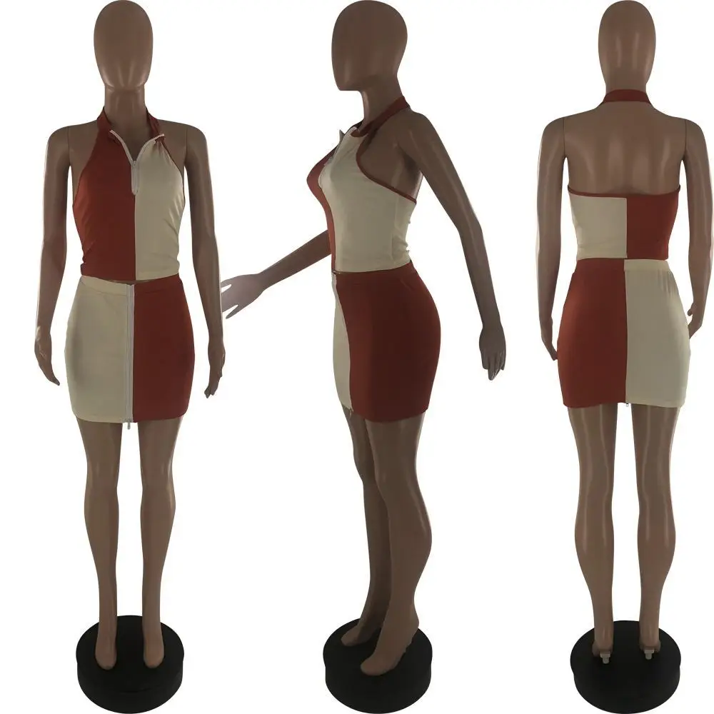 Women Two Piece Set Color Block Patchwork Knitted Suits Zipper Up Sleeveless Crop Top Bodycon Mini Skirt Elastic Tracksuits
Women Two Piece Set Color Block Patchwork Knitted Suits Zipper Up Sleeveless Crop Top Bodycon Mini Skirt Elastic Tracksuits