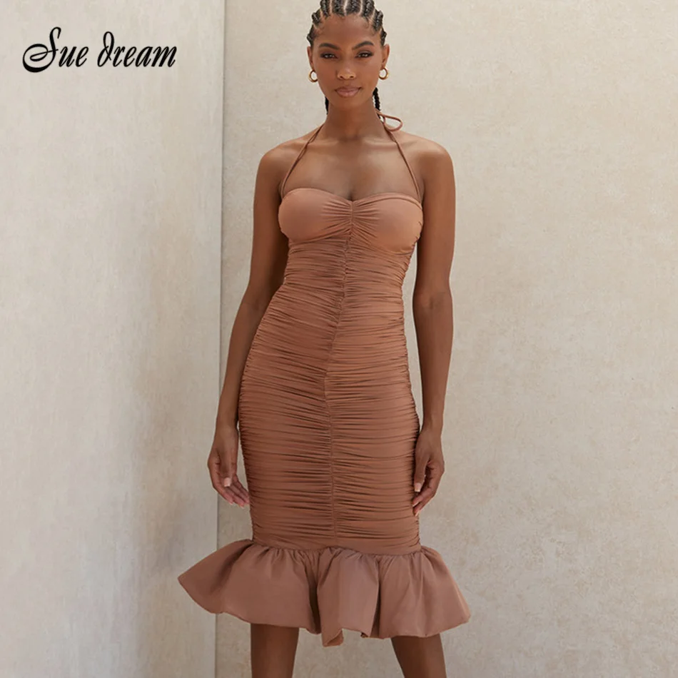 2020 New Summer Women's Dress Halter Draped Mesh Patchwork Mermaid Dress Sexy Bodycon Club Celebrity Party Dress Vestidos
2020 New Summer Women's Dress Halter Draped Mesh Patchwork Mermaid Dress Sexy Bodycon Club Celebrity Party Dress Vestidos