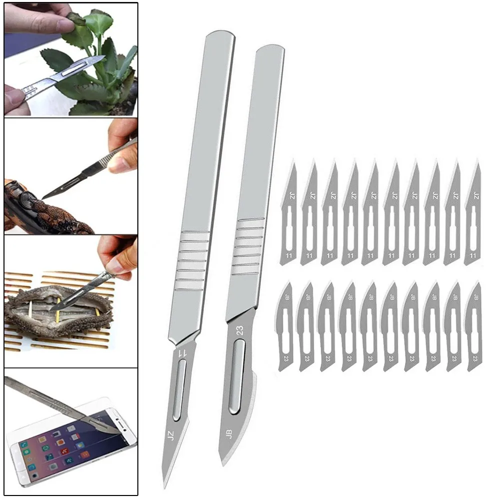20 Pcs Carbon Steel Scalpel Blades 2pc Handle DIY Cutting PCB Repair Hand Tools Carving Tools Accessories
20 Pcs Carbon Steel Scalpel Blades 2pc Handle DIY Cutting PCB Repair Hand Tools Carving Tools Accessories