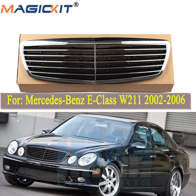 MagicKit хром + Silve передний бампер для автомобиля решетка гриля подходит Mercedes Benz E