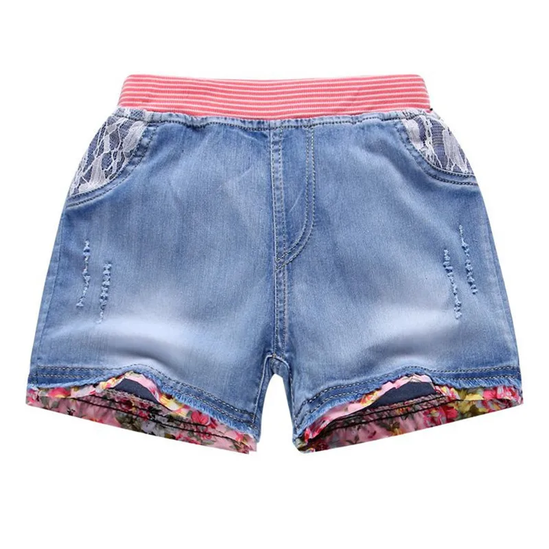 Стильные Новые детские джинсовые шорты короткие штаны для девочек с вышивкой
