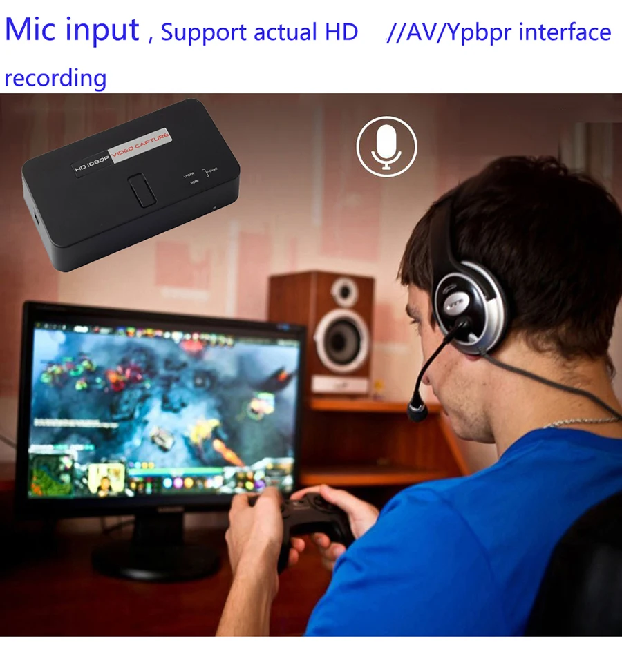 1080P HD видеокарта захвата игр HD/AV/Ypbpr Вход выход запись 1080P/720P видео в USB
