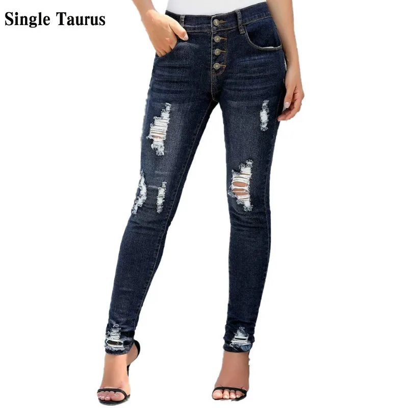 Female Button Fly Distressed Jeans High Waist Skinny Slim Streetwear Bleached Denim Blue Pants Ripped Jeans for Women 2021
Female Button Fly Distressed Jeans High Waist Skinny Slim Streetwear Bleached Denim Blue Pants Ripped Jeans for Women 2021
