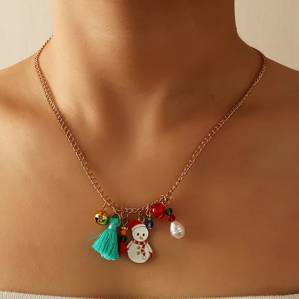 Trendy Christmas Snowman Elk Gold Color Bells Pendant Necklace Santa Gift for Daughter Family Jewelry Banquet Party Accessories
Trendy Christmas Snowman Elk Gold Color Bells Pendant Necklace Santa Gift for Daughter Family Jewelry Banquet Party Accessories