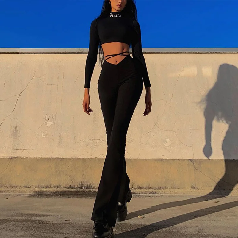 Waist Cross Tie Trousers For Female Black Slim Boot Cut Pant Women 2021 Spring Fashion Casual Thin New Product Impulse Promotion
Waist Cross Tie Trousers For Female Black Slim Boot Cut Pant Women 2021 Spring Fashion Casual Thin New Product Impulse Promotion