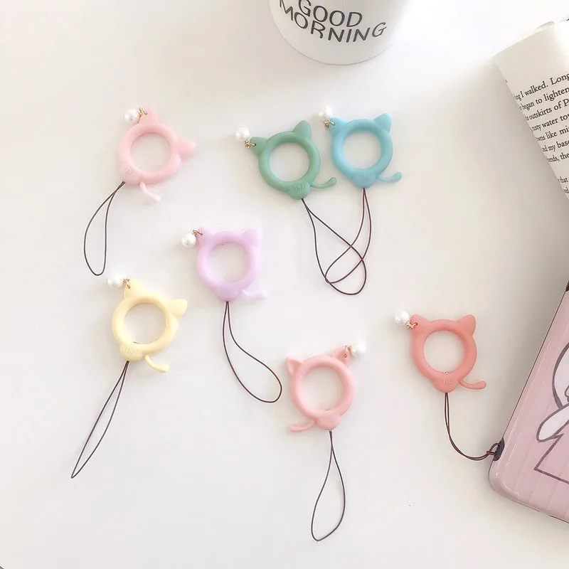 Шнурок Kawaii с изображением кота для ключей мобильный телефон Шарм-ремешок iPhone Xiaomi