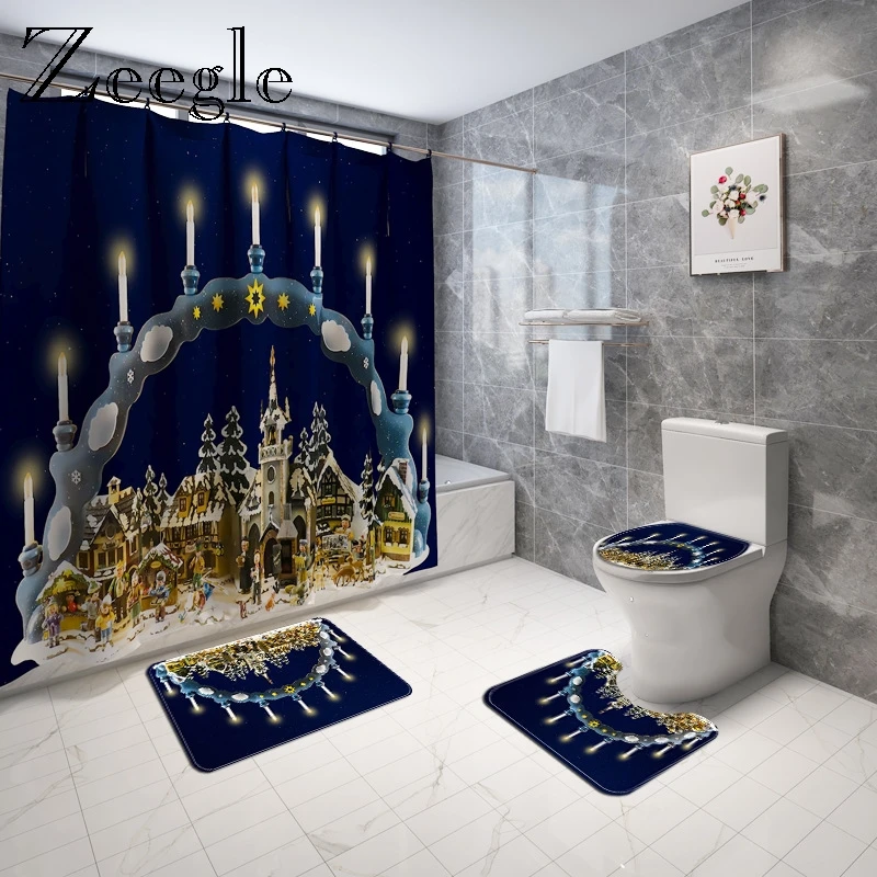 Christmas Bath Mat and Shower Curtain Printed Waterproof Shower Curtain Floor Mat Microfiber Bathroom Mat Set Bath Foot Mat
Christmas Bath Mat and Shower Curtain Printed Waterproof Shower Curtain Floor Mat Microfiber Bathroom Mat Set Bath Foot Mat