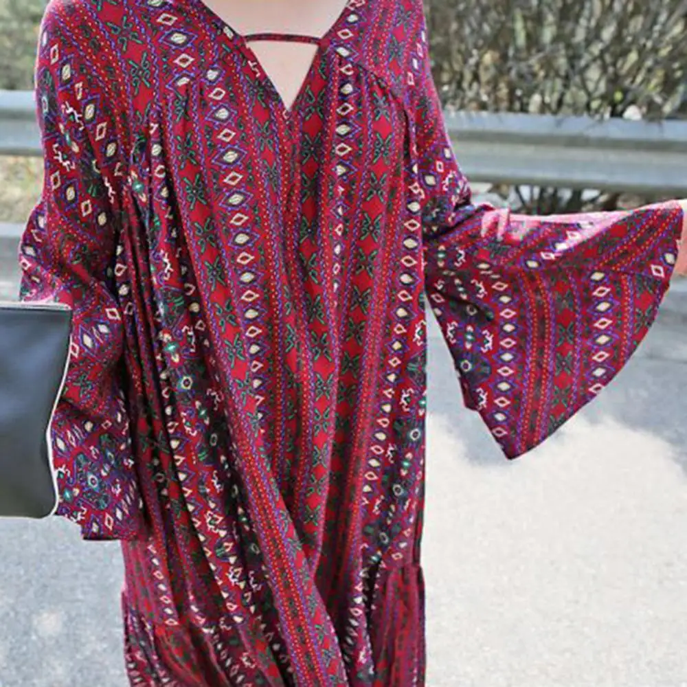 summer dress Bohemian Style Printed V-Neck Women Summer Long Sleeve Beach Vacation Slit Dress robe femme Women's Clothing 2021
summer dress Bohemian Style Printed V-Neck Women Summer Long Sleeve Beach Vacation Slit Dress robe femme Women's Clothing 2021