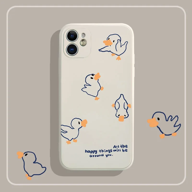 Мягкий силиконовый чехол INS jane duck cat для iphone 8 7 plus x xr 12 mini 11 13 pro max xsmax | Мобильные