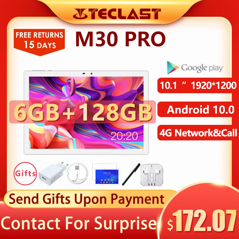 Teclast M30 Pro 10.1 Inch Tablet 1920x1200 IPS 4G Call Dual Wifi GPS P60 8 Core 6GB RAM 128GB ROM Android 10 Tablets PC
Teclast M30 Pro 10.1 Inch Tablet 1920x1200 IPS 4G Call Dual Wifi GPS P60 8 Core 6GB RAM 128GB ROM Android 10 Tablets PC