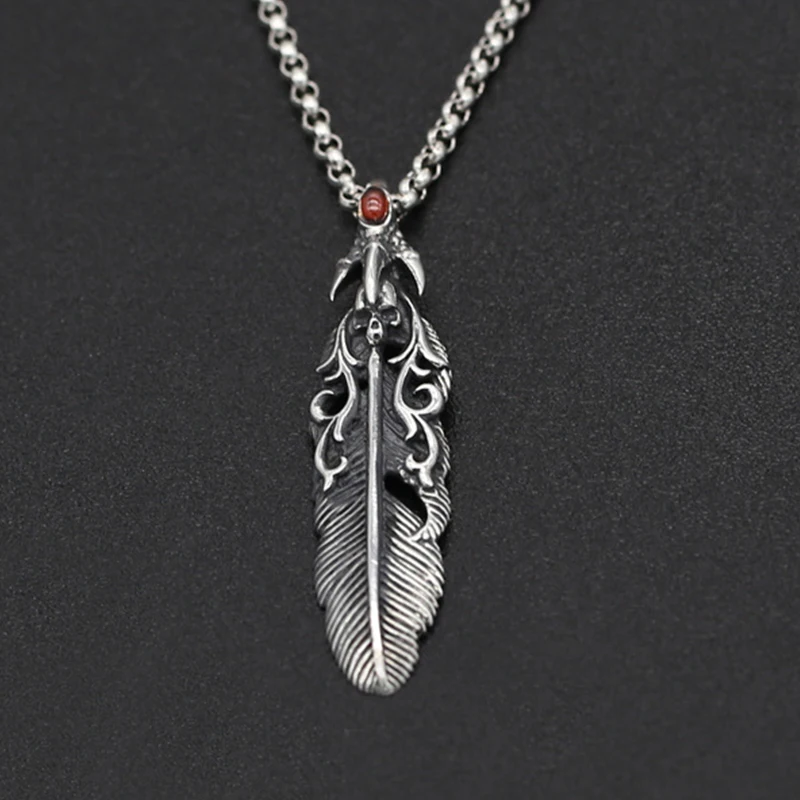 S925 sterling silver jewelry retro Thai silver men and women models handmade eagle skull flame feather pendant
S925 sterling silver jewelry retro Thai silver men and women models handmade eagle skull flame feather pendant