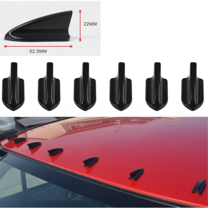 6pcs Black Car EVO-Style PP Roof Shark Fins Spoiler Wing Kit Vortex Generator
6pcs Black Car EVO-Style PP Roof Shark Fins Spoiler Wing Kit Vortex Generator
