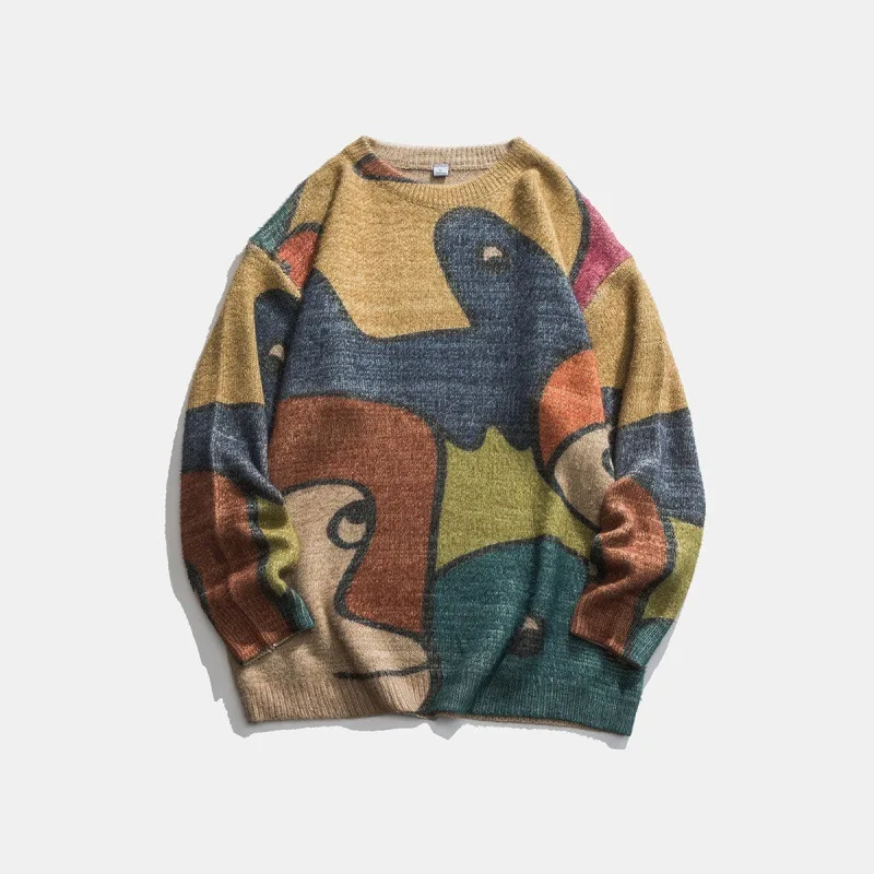 2021 New Fashion Cartoon Jacquard Vintage Men Stylish Knitted Sweater Hip Hop Round Neck Knitwear Casual Women Pullovers Sueter
2021 New Fashion Cartoon Jacquard Vintage Men Stylish Knitted Sweater Hip Hop Round Neck Knitwear Casual Women Pullovers Sueter