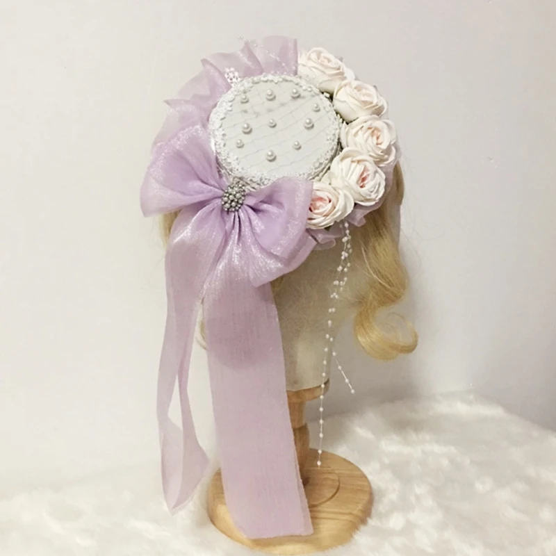 Lolita Pearl Beaded Mini Lace Top Hat Rose Flower Ribbon Bow Vintage Headdress
Lolita Pearl Beaded Mini Lace Top Hat Rose Flower Ribbon Bow Vintage Headdress