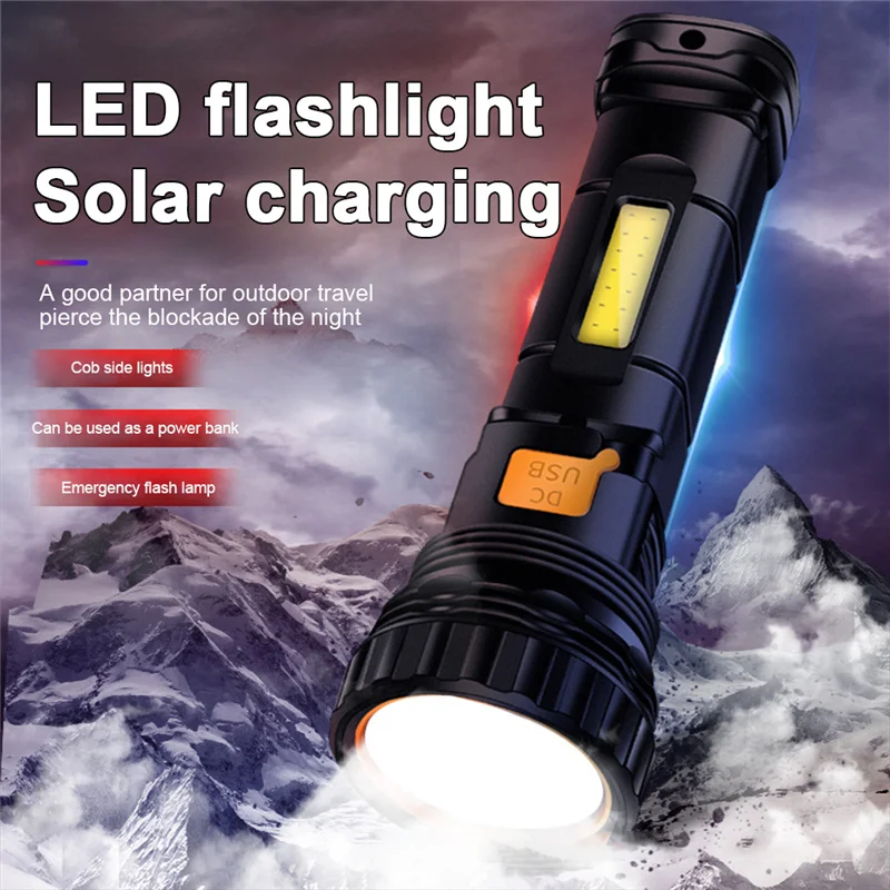 USB Solar Rechargeable Flashlight Tactical Flashlight With Stick Side Headlight Waterproof Camping Flashlight Emergency Light
USB Solar Rechargeable Flashlight Tactical Flashlight With Stick Side Headlight Waterproof Camping Flashlight Emergency Light