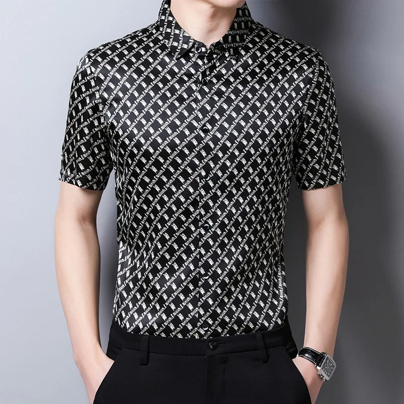 Silk silk short sleeve shirt men's real silk satin shirt half sleeve ice silk fashionable flower shirt men's wear
Silk silk short sleeve shirt men's real silk satin shirt half sleeve ice silk fashionable flower shirt men's wear