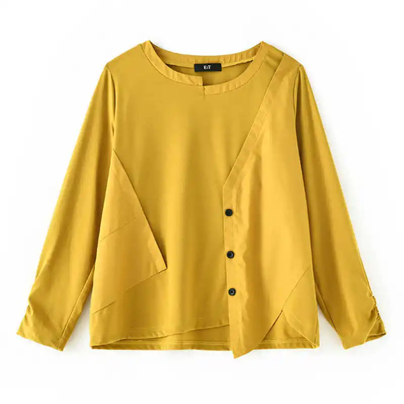 IEQJ Women Yellow Asymmetrical Big Size T-Shirt New Round Neck Long Sleeve Loose Fit Shirt Fashion Spring Autumn 2021 3D0143
IEQJ Women Yellow Asymmetrical Big Size T-Shirt New Round Neck Long Sleeve Loose Fit Shirt Fashion Spring Autumn 2021 3D0143