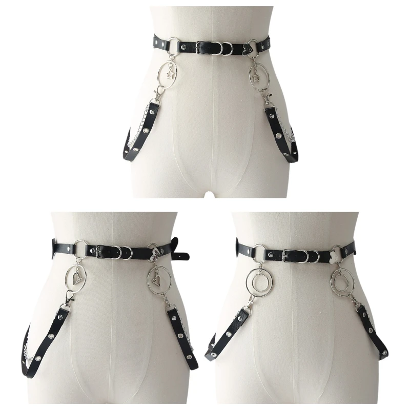 68UA 2Layered Punk Waist Belly Chain Belt for Women Alloy and PU Leather Layered Chain Night Club Dance Party Body Supplies
68UA 2Layered Punk Waist Belly Chain Belt for Women Alloy and PU Leather Layered Chain Night Club Dance Party Body Supplies