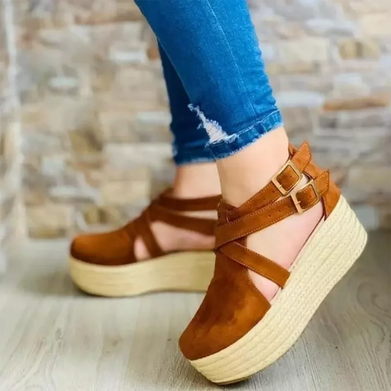 Women's High-quality Suede Solid Color Toe Cap High-heeled Flat-heel Platform Comfortable and Fashionable Casual Sandals ZQ0077
Women's High-quality Suede Solid Color Toe Cap High-heeled Flat-heel Platform Comfortable and Fashionable Casual Sandals ZQ0077