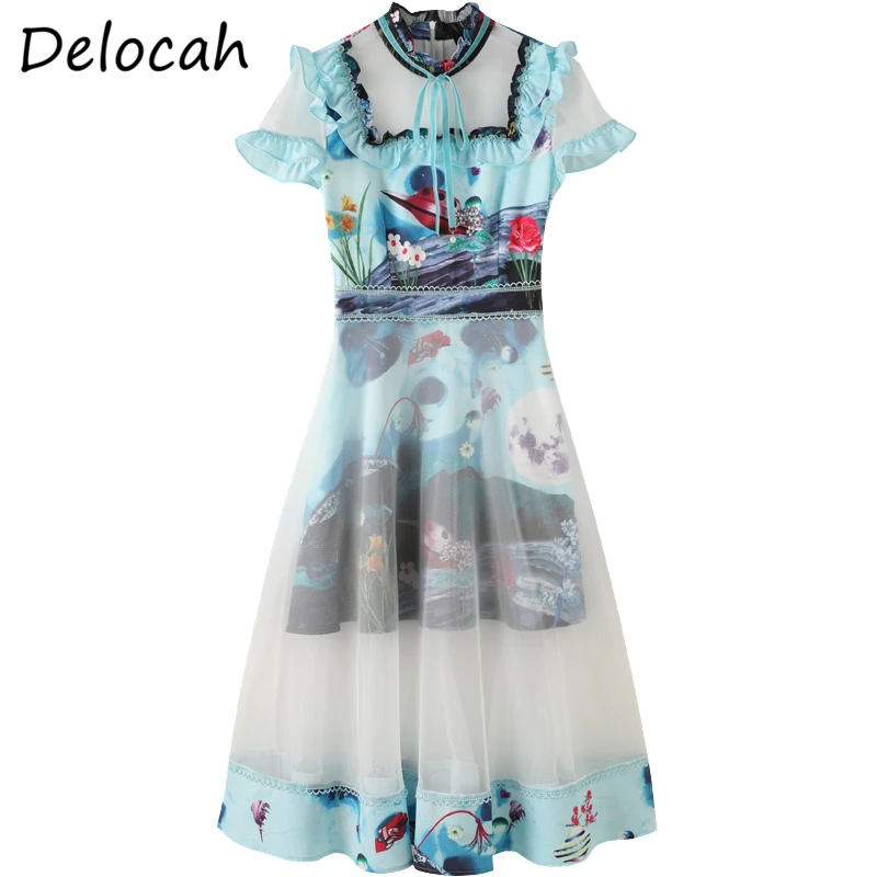 Delocah Summer Women Fashion RunwayMidi Dress Short Sleeve Bow Ruffles High Waist Floral Printed Mesh A-Line Dresses vestidos
Delocah Summer Women Fashion RunwayMidi Dress Short Sleeve Bow Ruffles High Waist Floral Printed Mesh A-Line Dresses vestidos