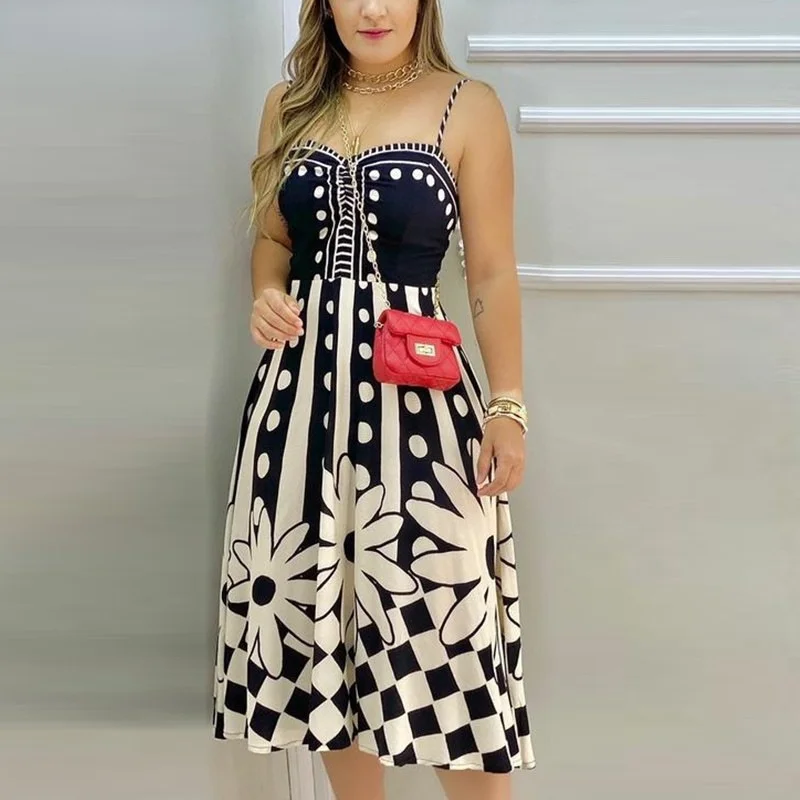 Women Fashion Printed Spaghetti Strap Elegant Dress Sexy Backless Casual Holiday Dress 2021 Aummer New
Women Fashion Printed Spaghetti Strap Elegant Dress Sexy Backless Casual Holiday Dress 2021 Aummer New