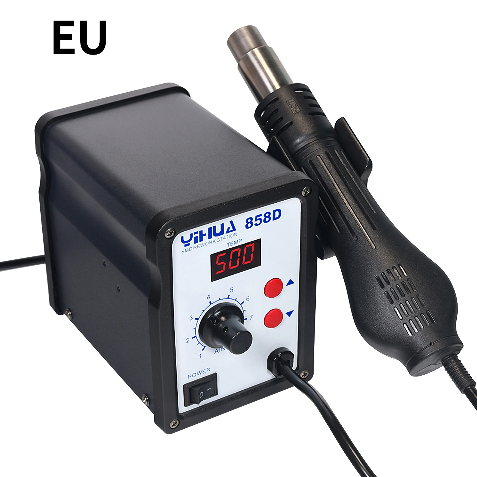 YIHUA 858D 650W Soldering Station With Pluggable Hot Air Gun Soldering Iron BGA Rework Station Phone Repair Welding Station
YIHUA 858D 650W Soldering Station With Pluggable Hot Air Gun Soldering Iron BGA Rework Station Phone Repair Welding Station