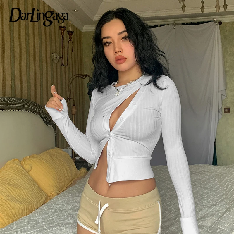 Darlingaga Fashion Elegant Bodycon Long Sleeve Sexy White T-shirts for Women Split Buttons Up Crop Top Asymmetrical Party Shirts
Darlingaga Fashion Elegant Bodycon Long Sleeve Sexy White T-shirts for Women Split Buttons Up Crop Top Asymmetrical Party Shirts