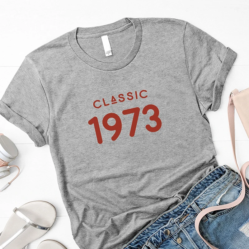 Streetwear Shirts O-neck Birthday Party Plus Size Tops Trendy T-shirt Classic 1973 Letter Print Tshirt
Streetwear Shirts O-neck Birthday Party Plus Size Tops Trendy T-shirt Classic 1973 Letter Print Tshirt