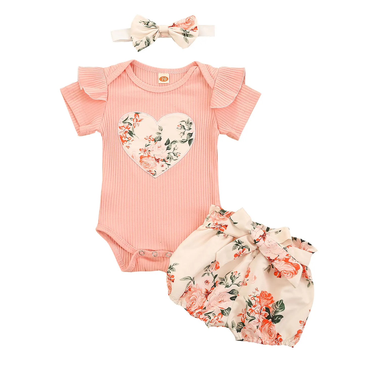 Baby Girl Clothes Set Ruffle Short Sleeve Knit Romper + Floral Shorts + Headband Sweet Set
Baby Girl Clothes Set Ruffle Short Sleeve Knit Romper + Floral Shorts + Headband Sweet Set