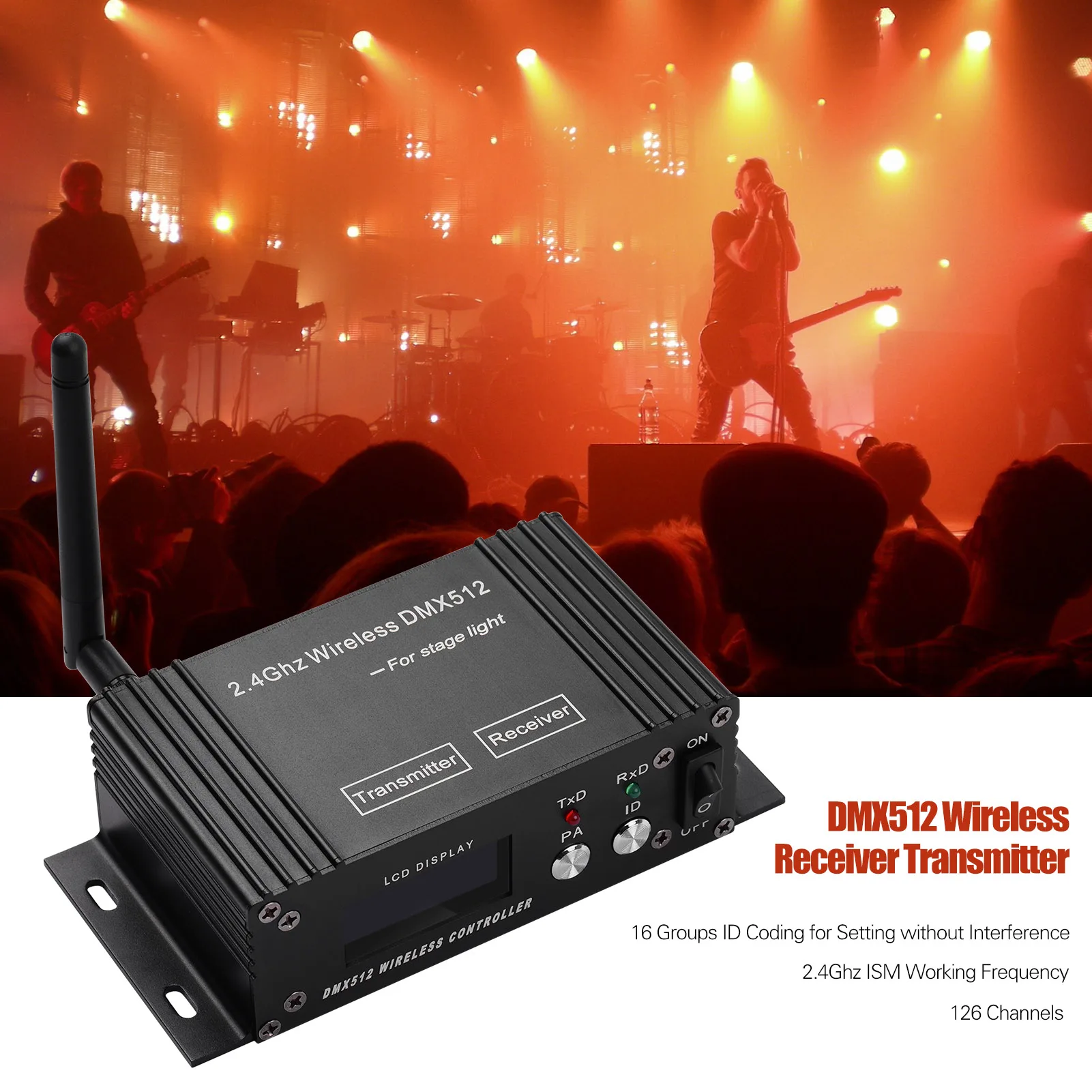 Беспроводной приемник DMX512, контроллер консоли передатчика 2,4G ISM 126 CH, ЖК-экран, мощность регулируется с адаптером питания антенны
Беспроводной приемник DMX512, контроллер консоли передатчика 2,4G ISM 126 CH, ЖК-экран, мощность регулируется с адаптером питания антенны