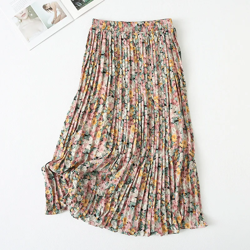 Floral Midi Skirt Women For Summer High Waist Long Pleated Skirt For Women Autumn Retro Printed Chiffon A-line Skirt Femme
Floral Midi Skirt Women For Summer High Waist Long Pleated Skirt For Women Autumn Retro Printed Chiffon A-line Skirt Femme