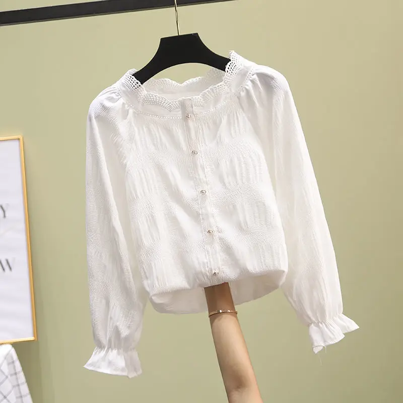 Women's Spring Autumn Style Chiffon Blouse Shirt Women's Lace Button O-Neck Solid Color Long Sleeve Elegant Sweet Tops SP841
Women's Spring Autumn Style Chiffon Blouse Shirt Women's Lace Button O-Neck Solid Color Long Sleeve Elegant Sweet Tops SP841