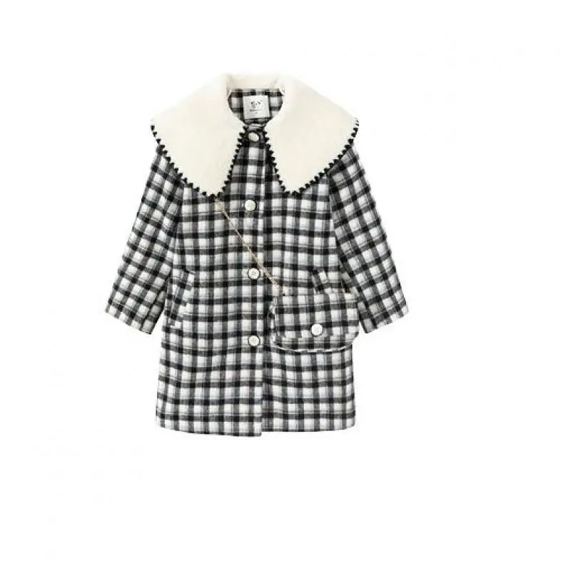 Winter Lining Velvet Overcoats For 3 To 14 Years Girls Plaid Single Breasted Coats Outerwear Kids Mid Length Jackets Windbreaker
Winter Lining Velvet Overcoats For 3 To 14 Years Girls Plaid Single Breasted Coats Outerwear Kids Mid Length Jackets Windbreaker