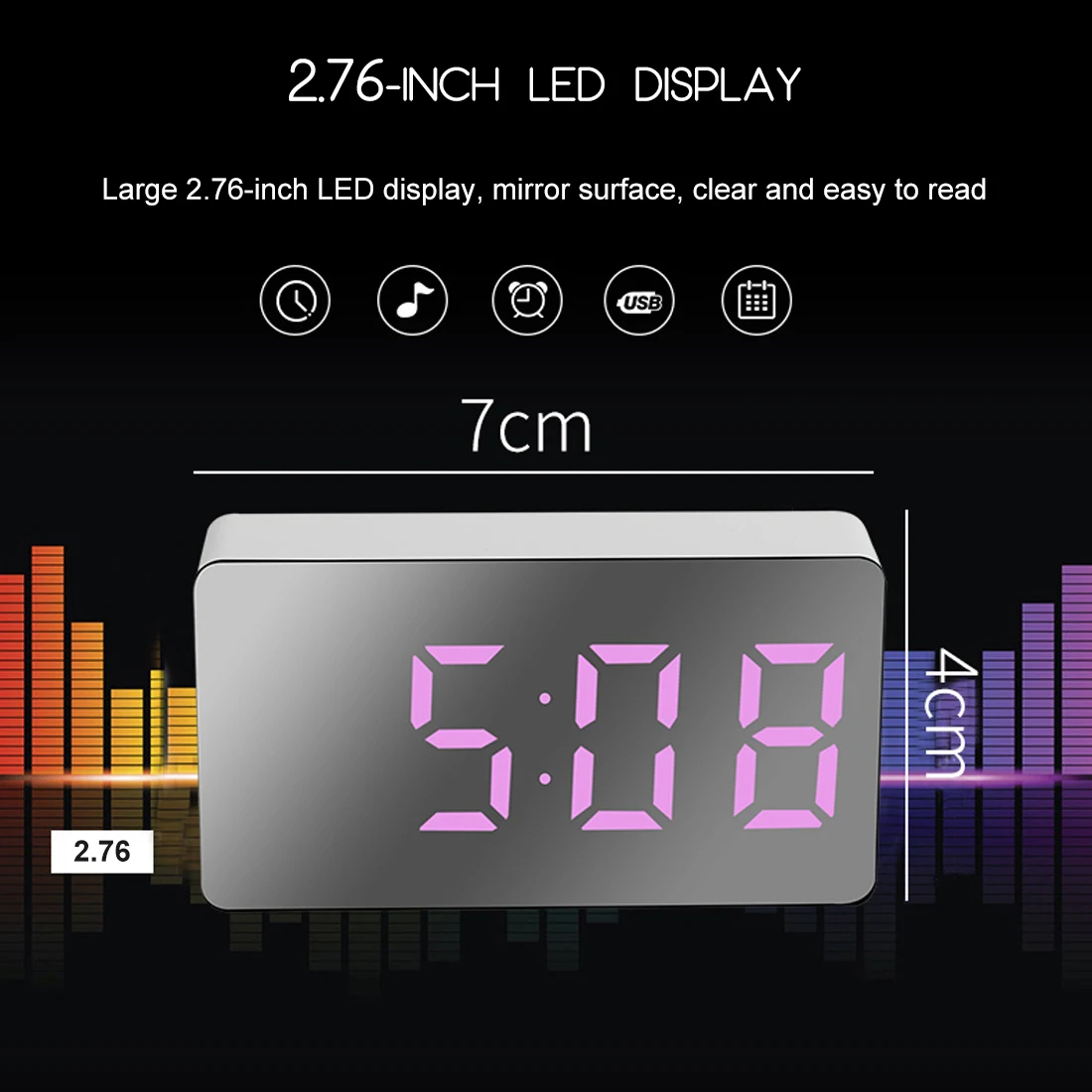 LED Alarm Clock Digital Table Clock Night Lights Thermometer Desk Clocks Multi-function Square Wall Clock Mirror Alarm Display
LED Alarm Clock Digital Table Clock Night Lights Thermometer Desk Clocks Multi-function Square Wall Clock Mirror Alarm Display