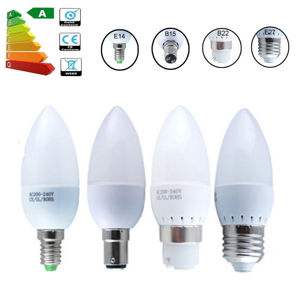 

Led Candle Bulbs 220V E27 B22 E14 B15 Ampoule Bombillas 3W 5W Save Energy Spotlight Chandlier Home Bedroom Lamps