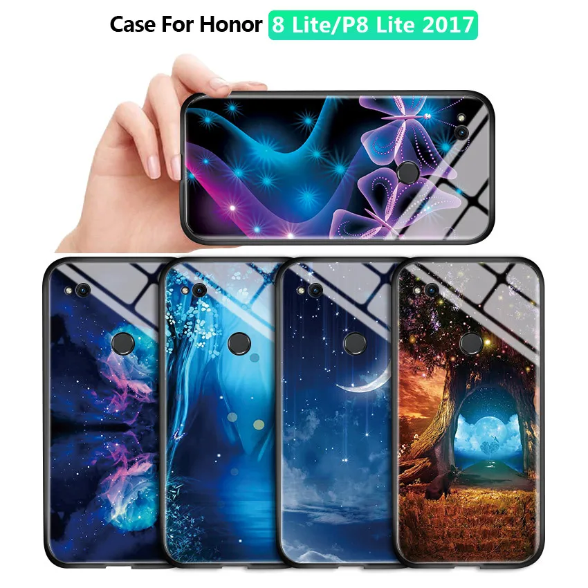 Для Huawei Honor 8 P8 P9 Lite 2017 Gr3 красивый Aurora Space Magic Gradient Rainbow Чехол глянцевый чехол из