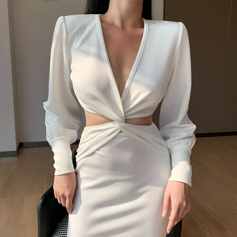 Sexy V Neck Dress Women Puff Sleeve Hollow Out Mini Dress Elegant 2020 Autumn Dress Streetwear Elegant sexy dress vintage 
Sexy V Neck Dress Women Puff Sleeve Hollow Out Mini Dress Elegant 2020 Autumn Dress Streetwear Elegant sexy dress vintage