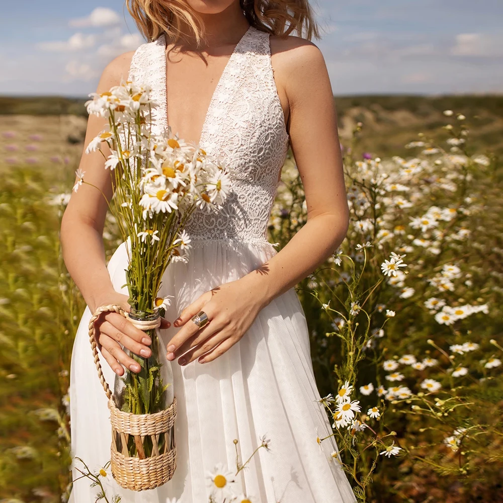 Boho Deep V-Neck Wedding Dress Chiffon Sleeveless Backless Sweep Train 2021 Bride Gowns Vestido De Noiva
Boho Deep V-Neck Wedding Dress Chiffon Sleeveless Backless Sweep Train 2021 Bride Gowns Vestido De Noiva