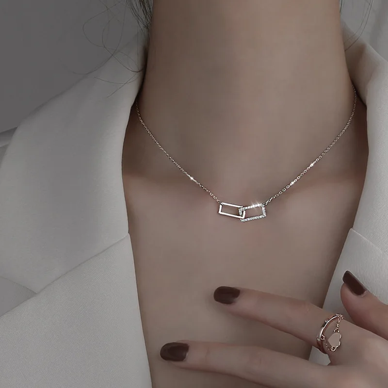 NEW 925 Sterling Silver Necklace Shiny Rectangular Pendant Inlaid Cubic Zirconia Choker Gift For Girls Exquisite Jewelry NK064
NEW 925 Sterling Silver Necklace Shiny Rectangular Pendant Inlaid Cubic Zirconia Choker Gift For Girls Exquisite Jewelry NK064