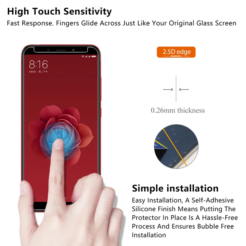 9H Tempered Glass for Xiaomi Redmi 4X 5A 6A 6 Pro HD Screen on Note 2 3 Film Prime 5 | Мобильные телефоны и аксессуары