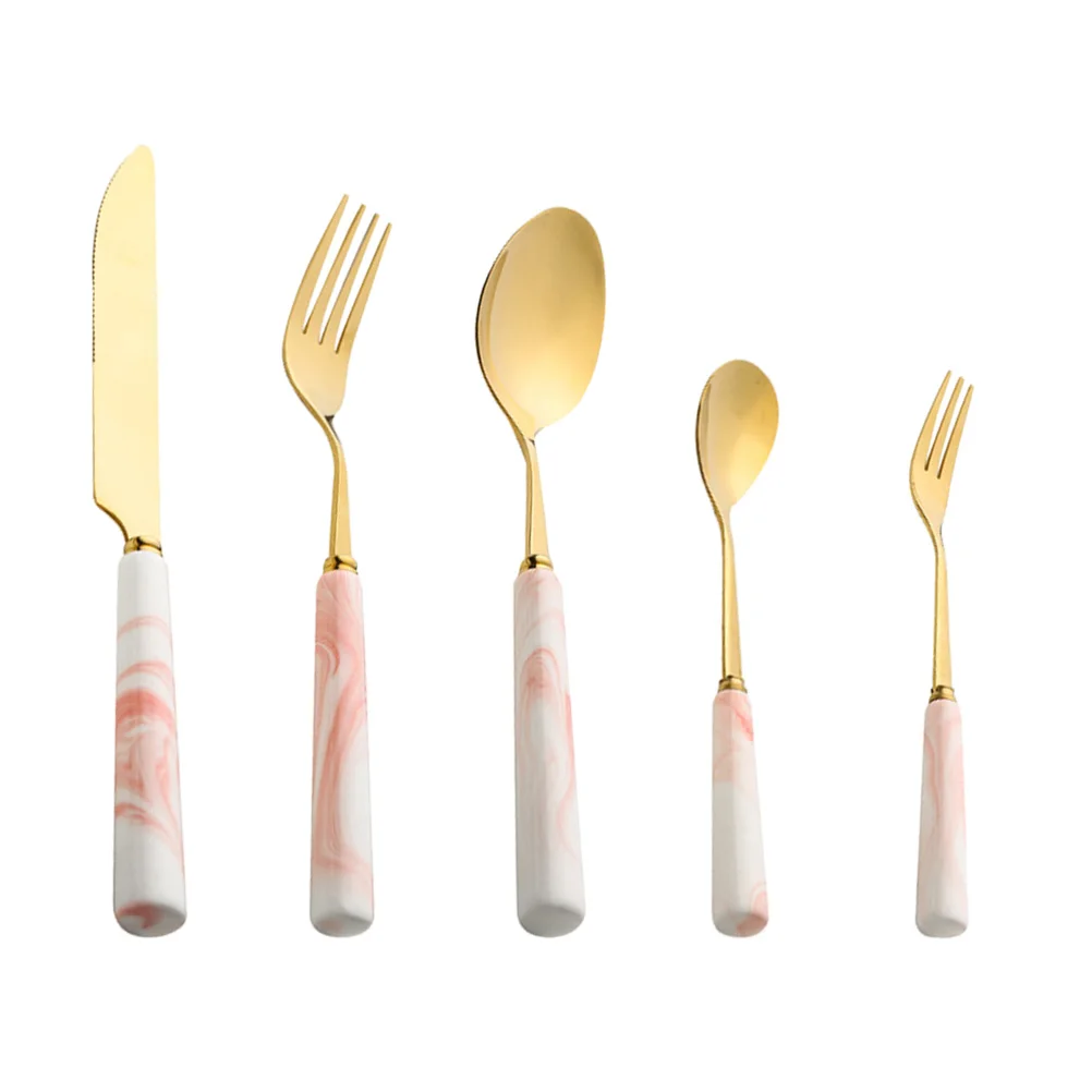 5pcs/lot Cutlery Set Spoons Fork Stainless Steel Steak Flatware Marble Western Food Cutlery for Home Kitchen Camping Tableware
5pcs/lot Cutlery Set Spoons Fork Stainless Steel Steak Flatware Marble Western Food Cutlery for Home Kitchen Camping Tableware