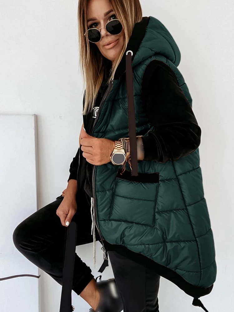 Sleeveless Puffer Jacket Women Oversized Quilted Coats Padded Waistcoat Autumn Casual Streetwear Zip Up Fashion Hooded Parka
Sleeveless Puffer Jacket Women Oversized Quilted Coats Padded Waistcoat Autumn Casual Streetwear Zip Up Fashion Hooded Parka