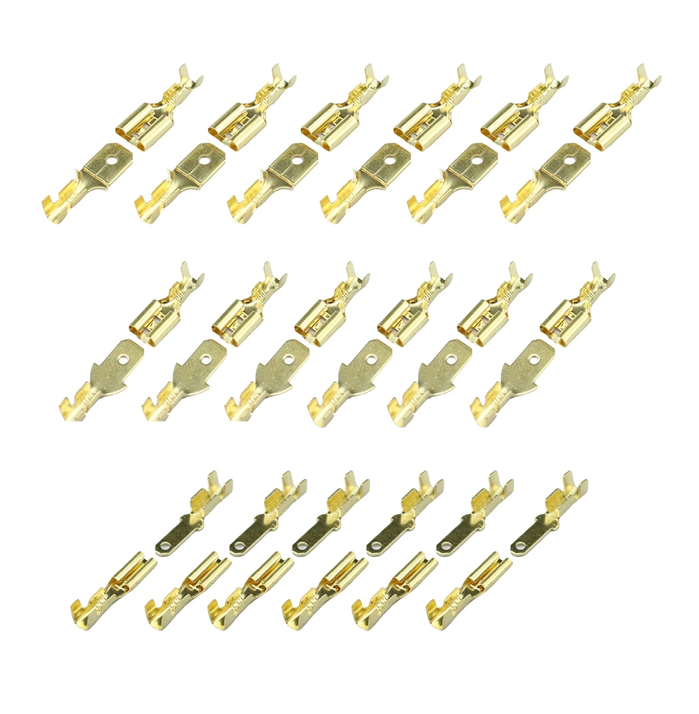100pcs /25set Female Male Spade Crimp Terminals connector, suitable for 22-16 AWG 0.5mm2-1.5mm2 2.8mm 6.3mm 4.8mm
100pcs /25set Female Male Spade Crimp Terminals connector, suitable for 22-16 AWG 0.5mm2-1.5mm2 2.8mm 6.3mm 4.8mm