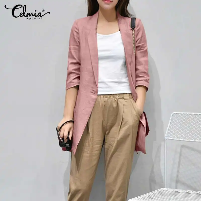 Celmia 2021 Autumn Women Fashion Blazer Casual 3/4 Sleeve Elegant Office OL Style Suit Blazer Solid Korean Coats Streetwear
Celmia 2021 Autumn Women Fashion Blazer Casual 3/4 Sleeve Elegant Office OL Style Suit Blazer Solid Korean Coats Streetwear